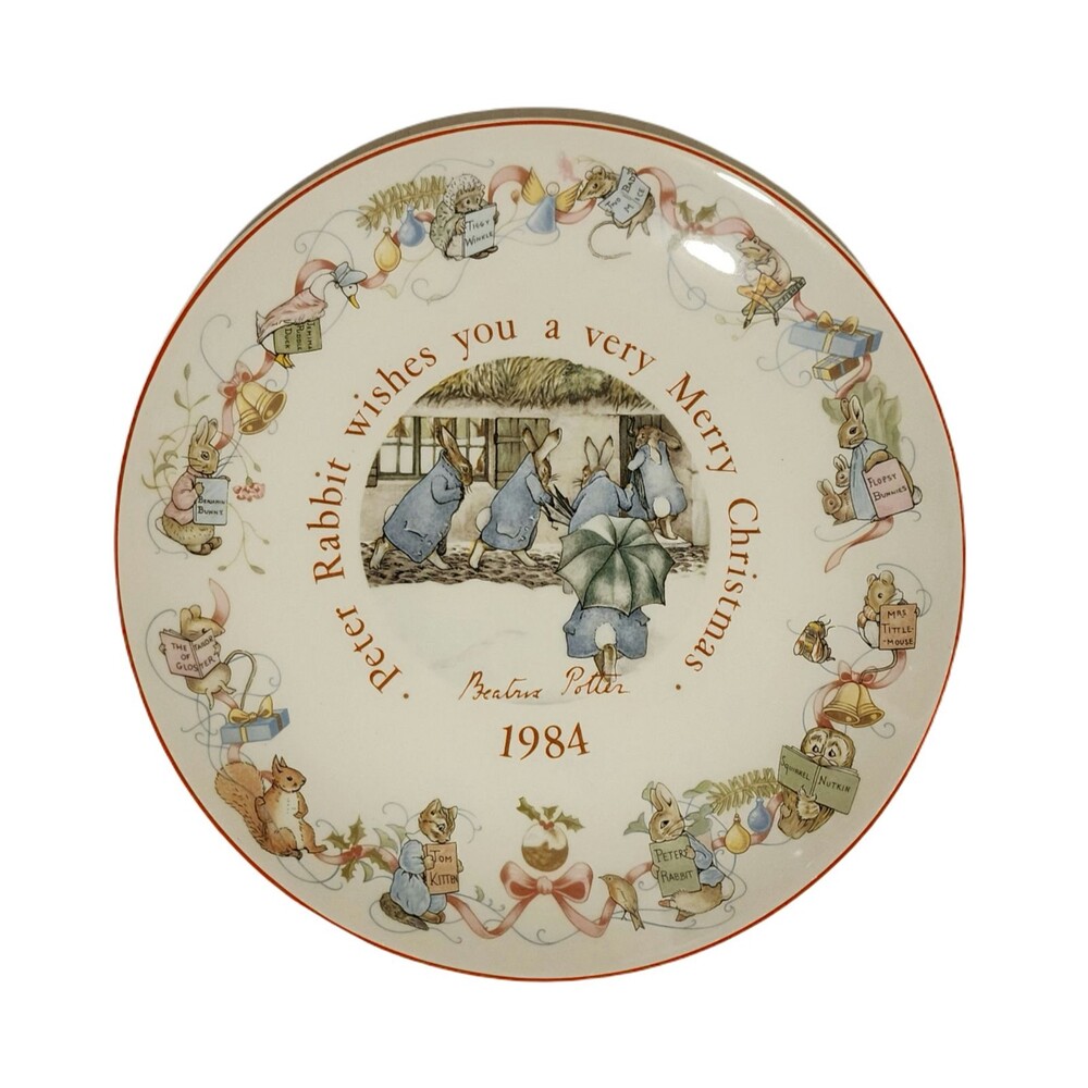 Wedgwood 1984 Beatrix Potter Peter Rabbit Christmas Plate Vintage EUC 8"- No box